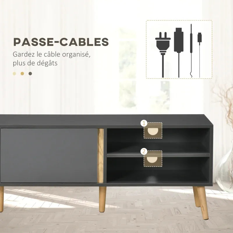 Movany Basalte – Meuble TV gris mat, étagères ouvertes