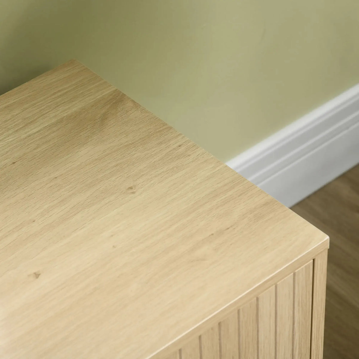 Movany Stria – Meuble TV design bois clair, façades rainurées